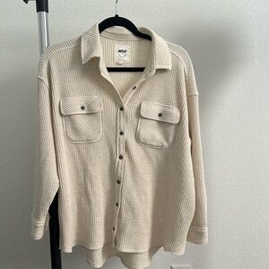 Aerie waffle knit button up